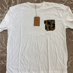 White T-Shirt with Camouflage Pocket